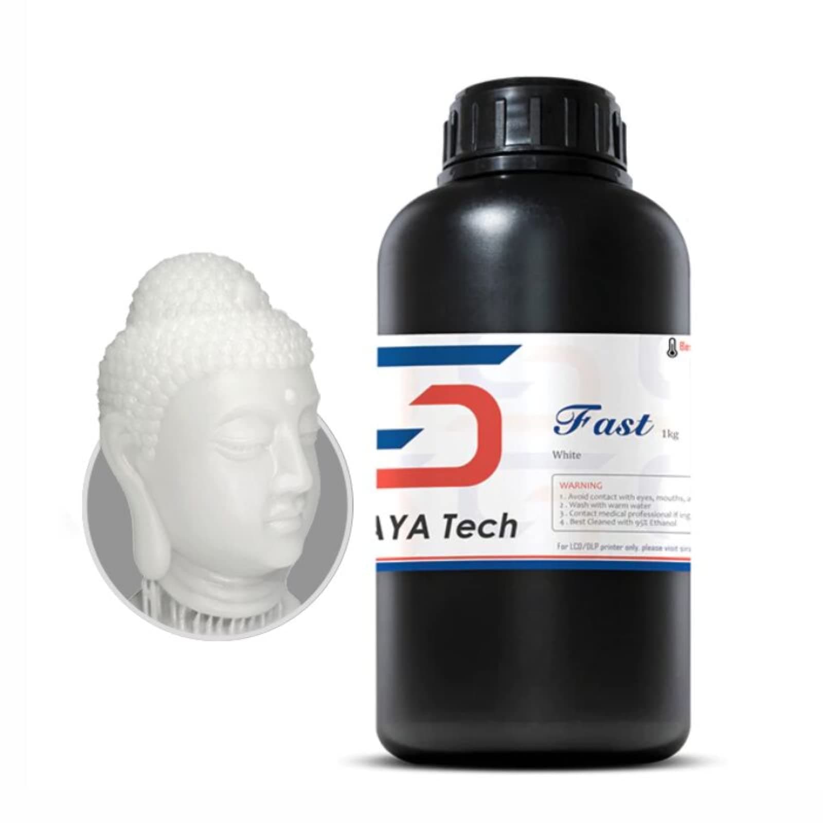 Fast ABS-Like 3D Printer Resin 405nm UV-Curing Non-Brittle High Precision 3D Printing Liquid Standard Photopolymer Resin for LCD DLP 3D Printing (White, 1kg)