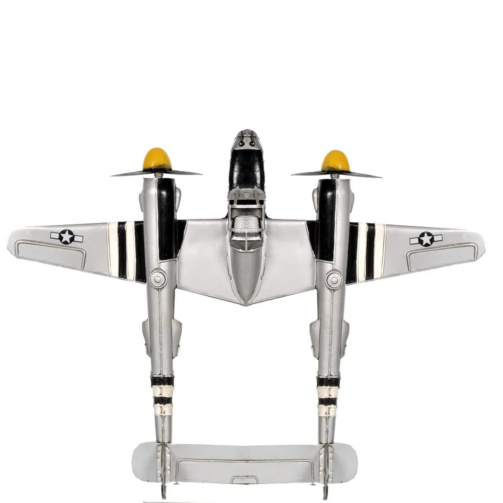 Old Modern Handicrafts1940s U.S. Twin-Engine Fighter Plane Model - Made of 100% Iron Frame - 13.5L x 18.2W x 5H Inches