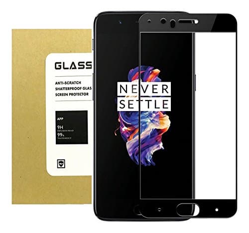 Timbay for Oneplus 5 Tempered Glass Screen Protector, Scratch Resistant Thin Hd Clearness Bubble Free Film - Black - 2 Piece