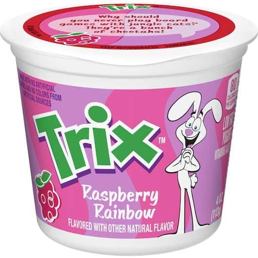Yoplait Trix Raspberry Rainbow Yogurt, 4 Ounce - 48 per case.