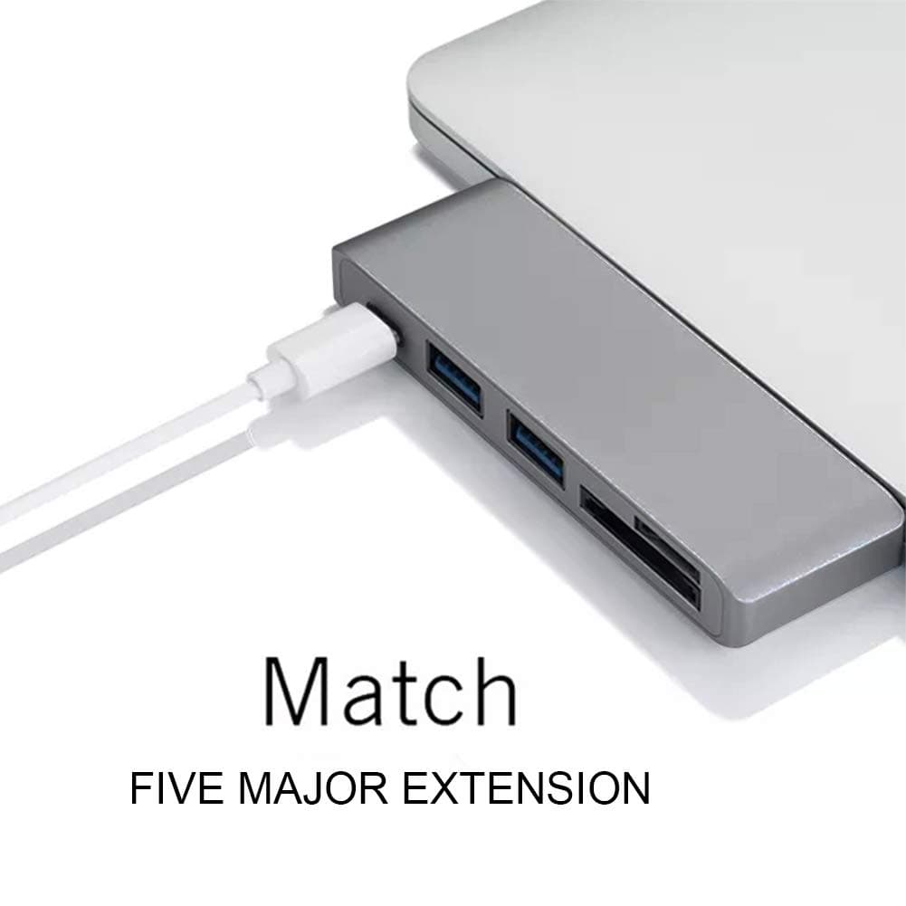USB-C Hub Multiport Type-C Hub Adapter 2 USB 3.0 Ports, Type C Charging Port, SD/Micro SD Card Reader MacBook ChromeBook Pixel, Pocket Size