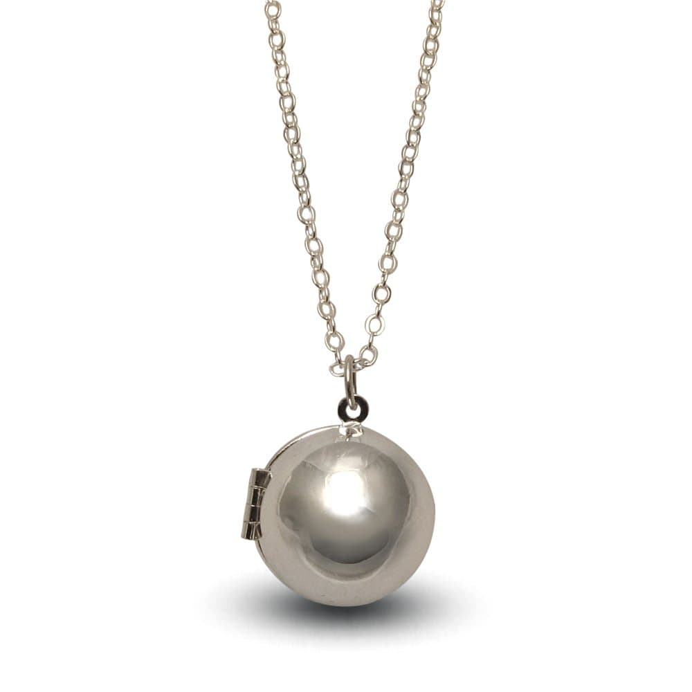 Silver Ball Locket with Secret Message - 28" Chain