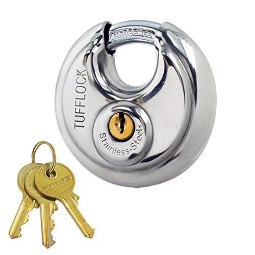 Heavy-Duty 2-3/4" 70mm Disc Padlock Cut-Resistant Short Shackle - Stainless Steel Body
