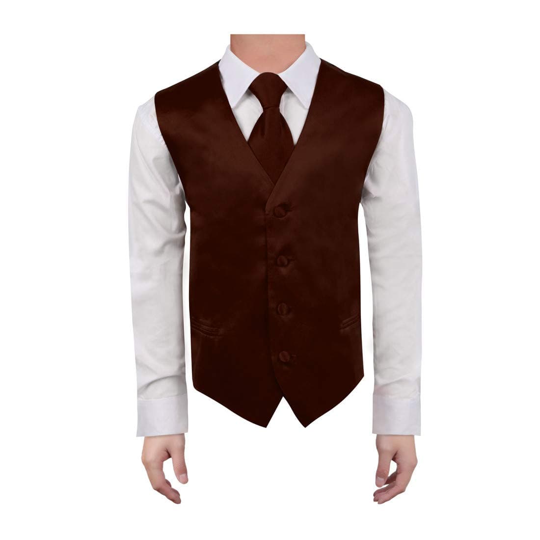 Dan SmithMen's Fashion Various Kid Solid Microfiber Vest Matching Tie for Age 6-16 With Bags