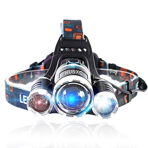 Brightest 4 Modes 3 Cree LED XM-L2 T6 6000 Lumens Headlamp LED Flashlight Bright Headlight Torch with Rechargeable Batteries and Wall Charger for Hiking Camping Riding Fishing Hunting