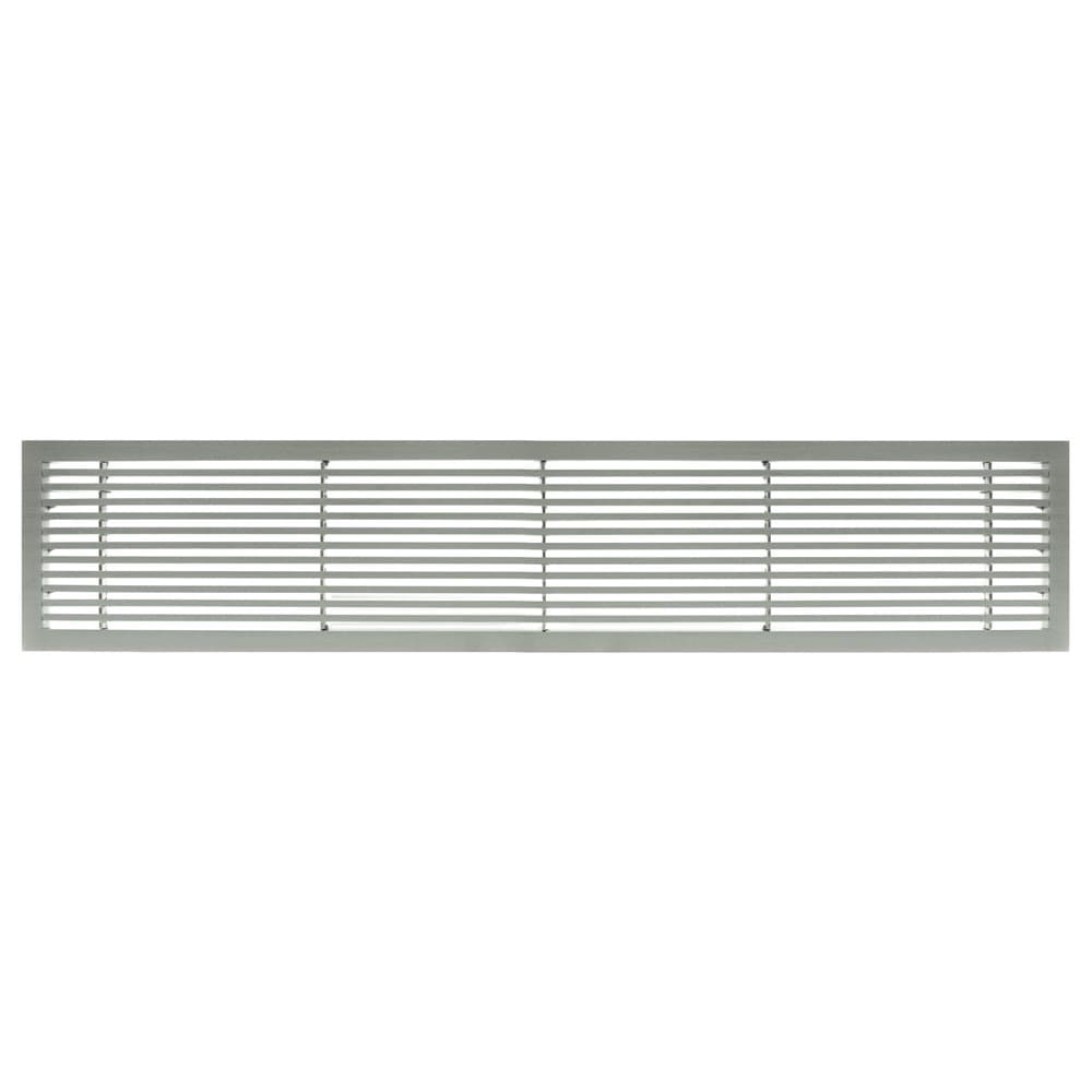 200062401 AG20 Series 6" x 24" Solid Aluminum Fixed Bar Supply/Return Air Vent Grille, Brushed Satin