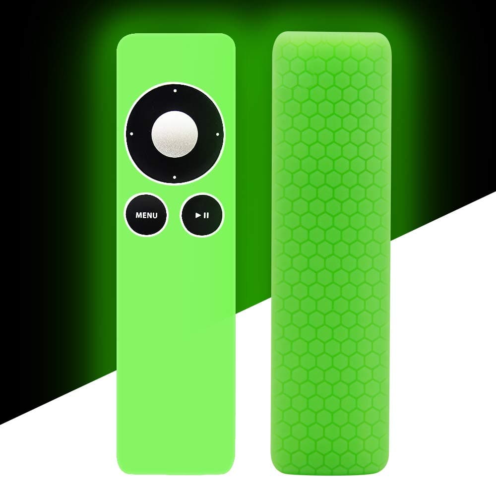 Silicone Protective Case Cover for Apple TV 2 3 Remote Controller, Light Weight[Anti-Lost] Anti Slip Remote Control Skin Protector Sleeve-Green Glow in The Dark