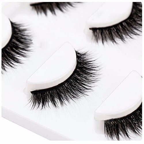 False Eyelashes Makeup DiChi 100% Hand-made Natural 3D Black Soft Eye Lashes 3 Pairs with Fake Eye Lash Tweezers Applicator Clip