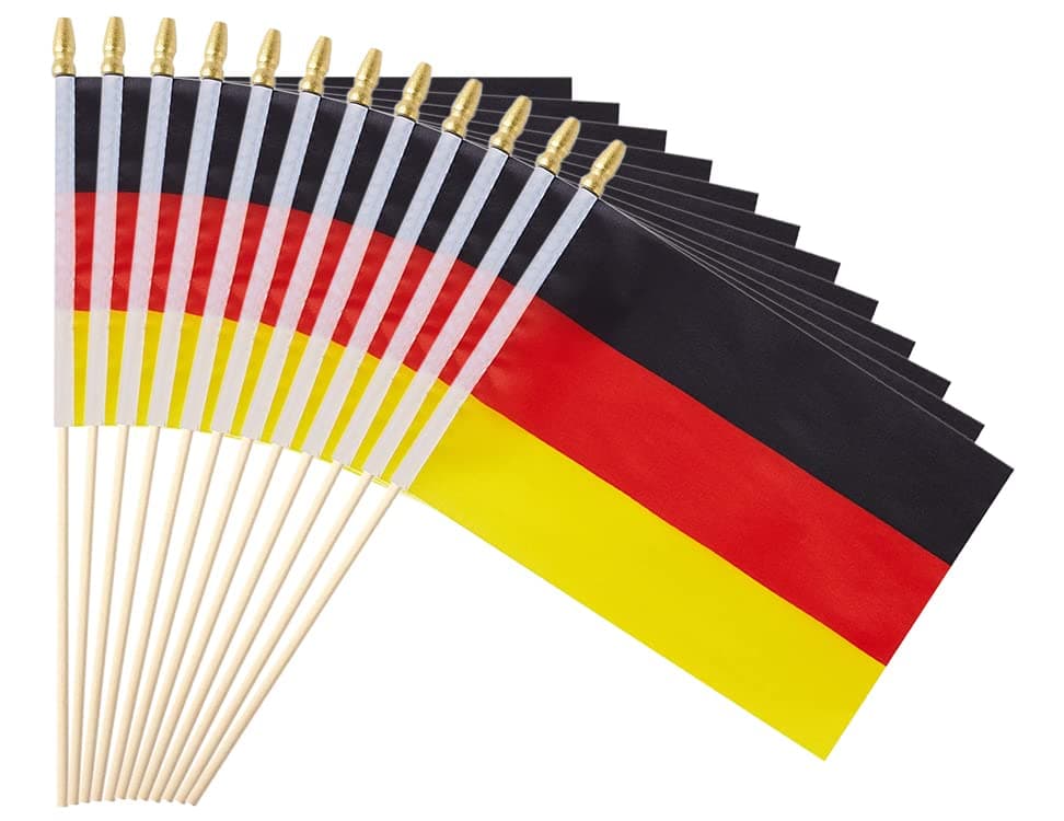 25Pack Small Germany Flag Handheld Mini German Flag on Stick 5x8 Inch