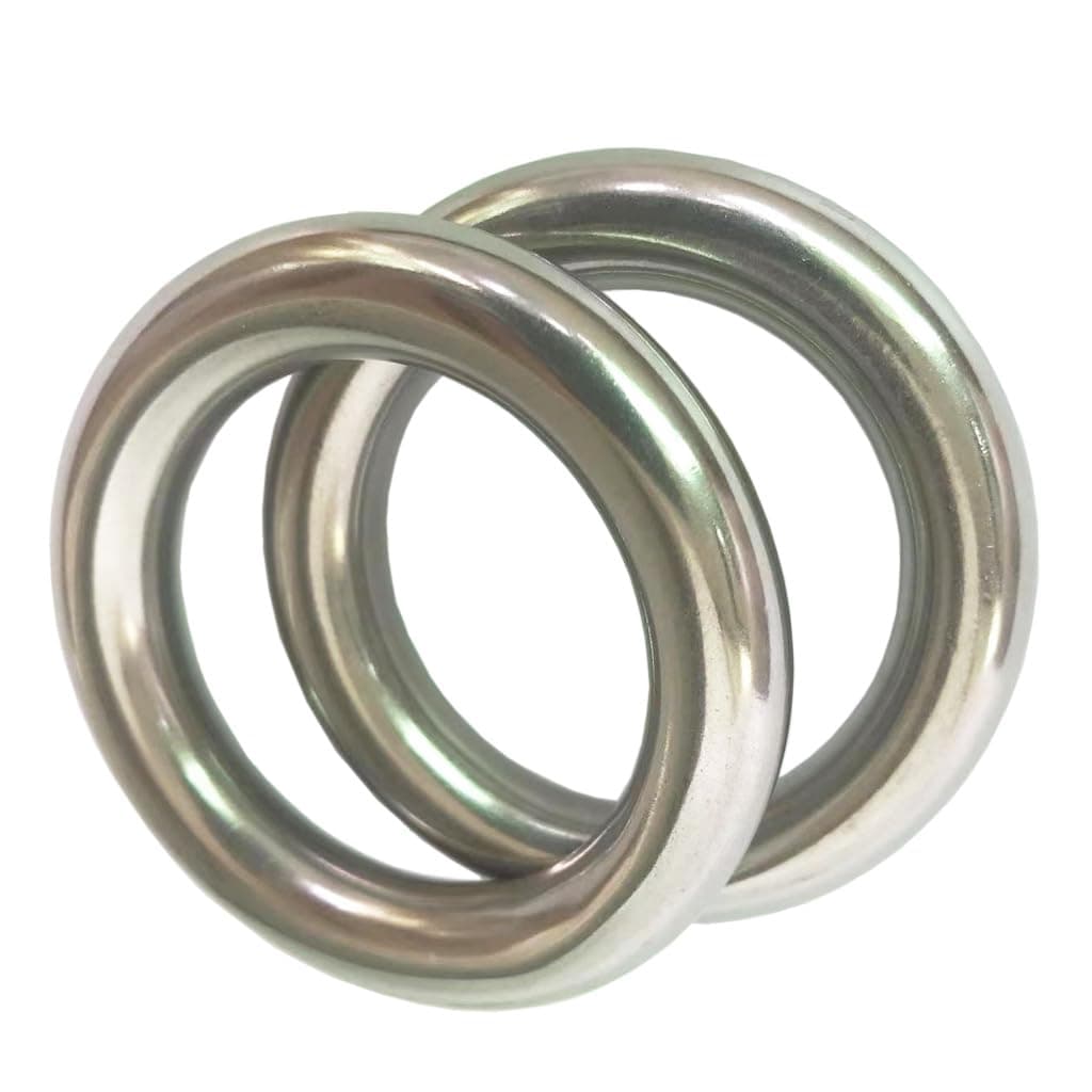 2.4" Seamless Welding O-Ring, 2 Pack 304 Stainless Steel Rings Heavy Duty Smooth Solid Multi-Purpose Ring, 3/8" x 1.57"(10mm x 40mm)