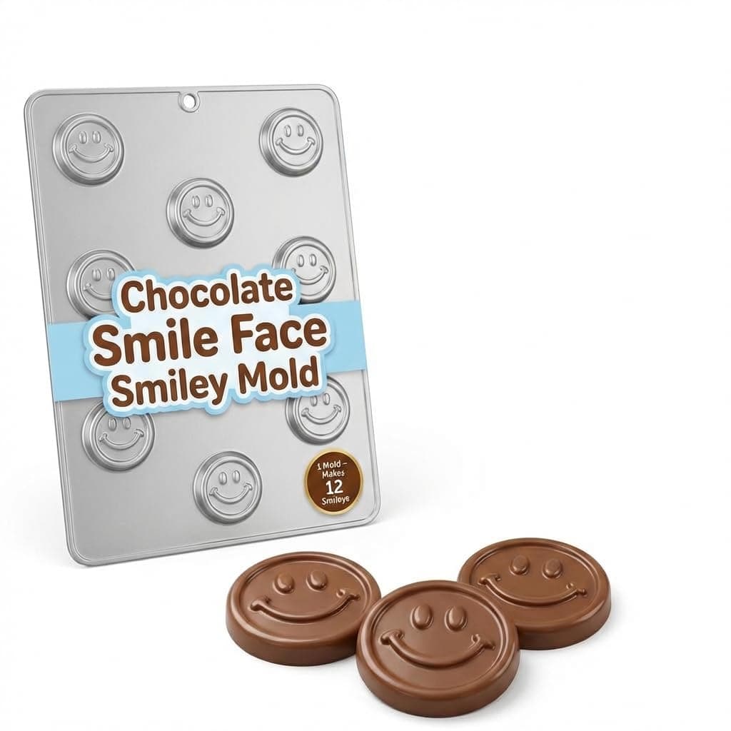 Smiley Face Bite Size Chocolate Candy Mold - 9 Cavities, 1 1/4" Diameter, Item 181