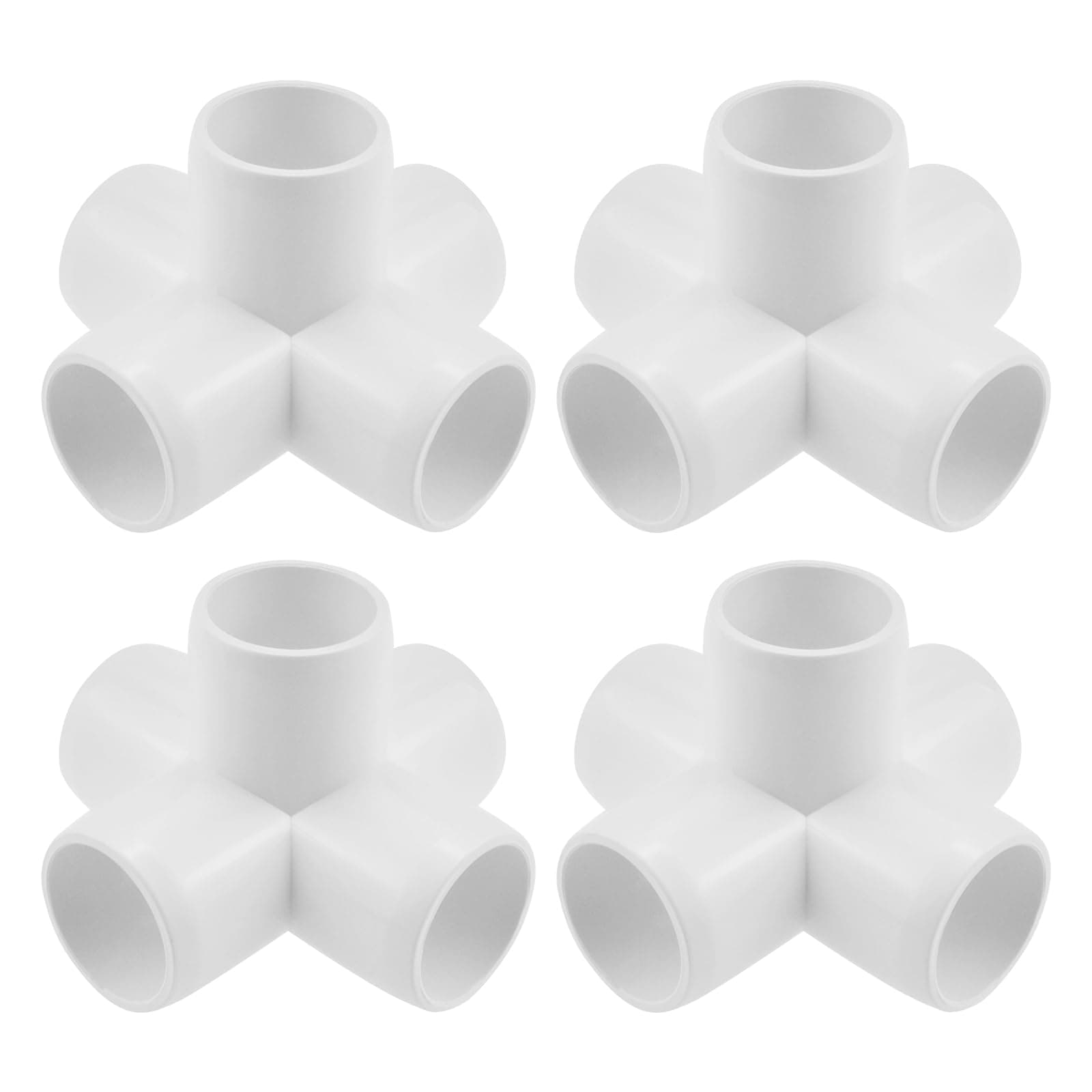 SDTC Tech 4-Pack 3/4" 5 Way PVC Fitting Elbow Furniture Grade Pipe Connector for DIY PVC Shelf Garden Support Structure Storage Frame, White