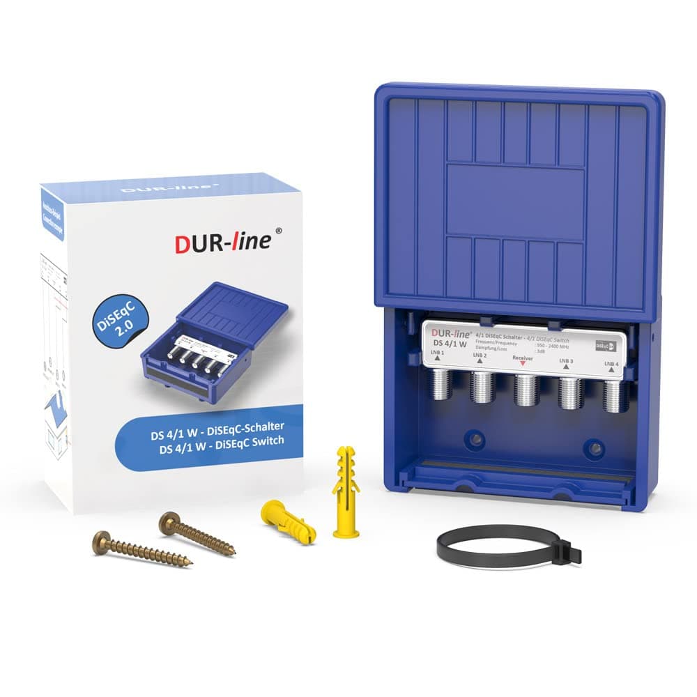 Dur-Line Multiswitch Type 4in/1out DiSEqC Switch 4/1with Weatherproof