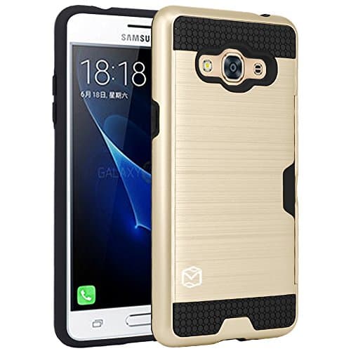 Galaxy J3 Luna Pro Case, Galaxy J3 Pro Case, MP-Mall Armor Hybrid Defender Shockproof Protective Cover Case For Samsung Galaxy J3 Luna Pro / Galaxy J3 Pro (Gold)
