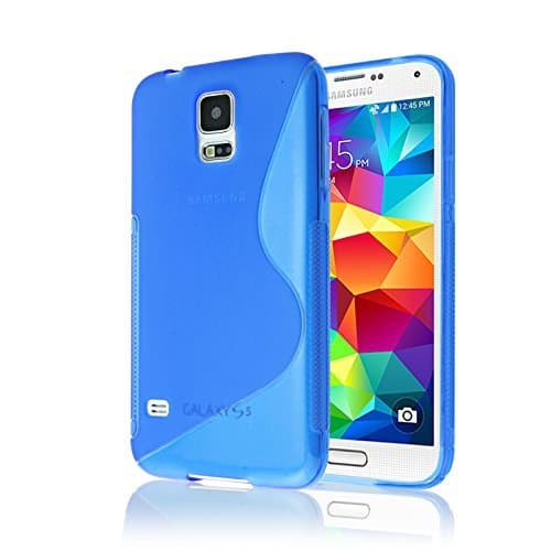 Galaxy S5 Case, Galaxy S5 Phone Case [Rubber] by Cable and Case(TM) - Transparent Blue Soft Non-Slip Soft Jelly Skin Cover with Vibrant Trendy Colors and Sure Grip Texture (Blue)