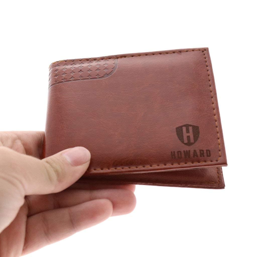 Personalized Wallets For Men Bifold Handmade - Custom Vegan Leather Engraved Wallet For Men - Perfect Gift Engraved Wallets for Son,Grandson,Husband, Dad, Boyfriend with Logos, Initials by Signifigo