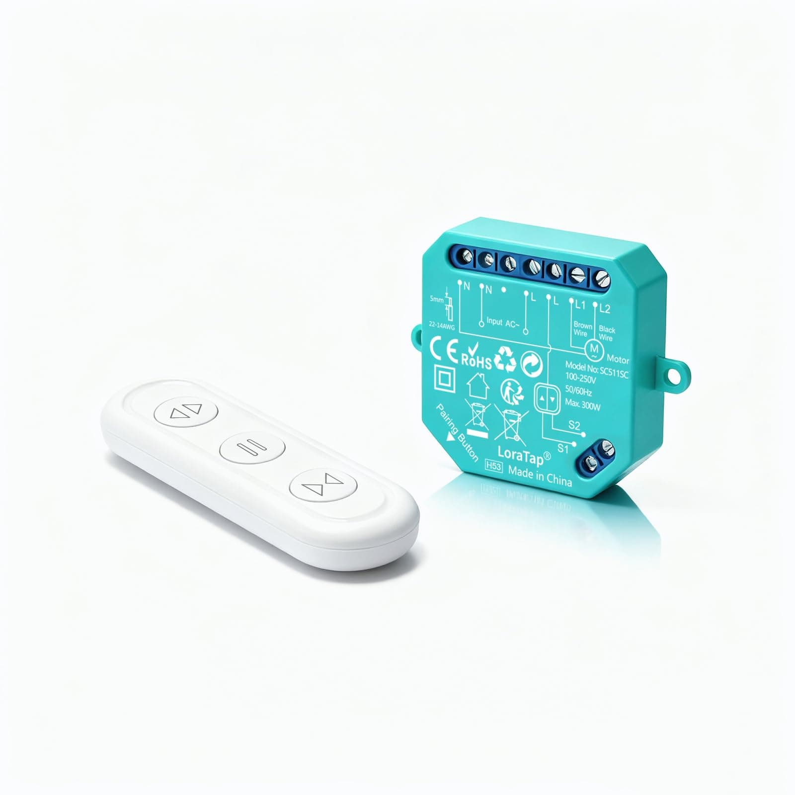 LoraTap Wireless Roller Shutter Module, With RF Remote Control, Radio Transmitter 868Mhz, Switch Switch Curtain Blinds, Wall Relay