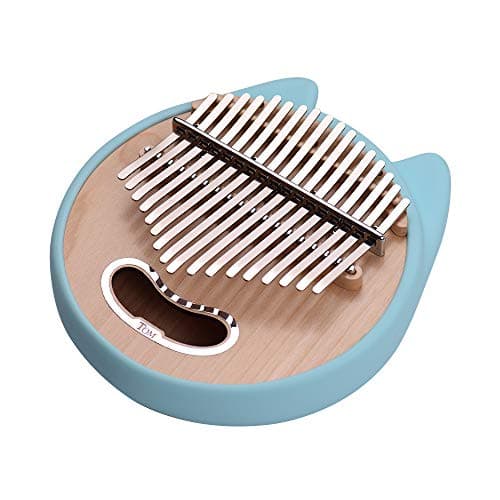Kalaok Tom TK-CI-CT 17-Key Round Shape Thumb Piano Kalimba Maple Wood with Carry Bag Musical Note Stickers Tuning Hammer Cleaning Cloth Cute Silicon Protective Cover