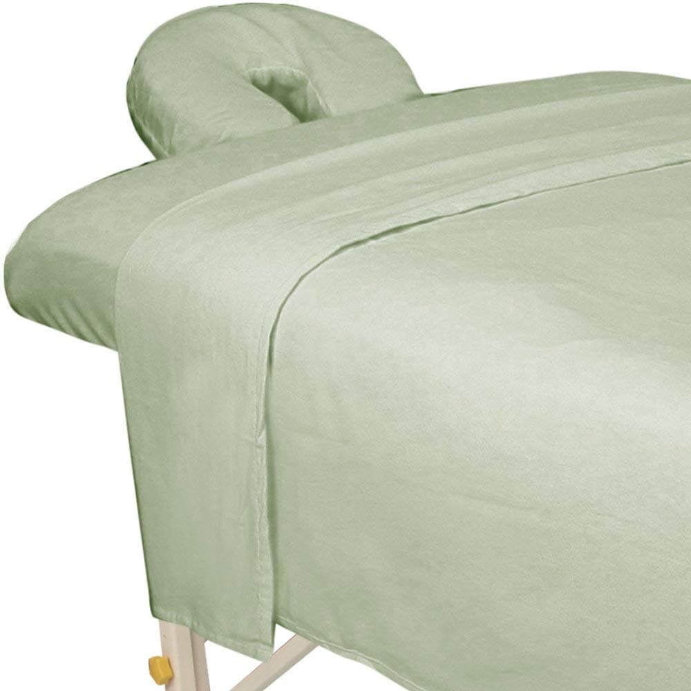 ForPro Premium Flannel 3-Piece Massage Sheet Set, Sage