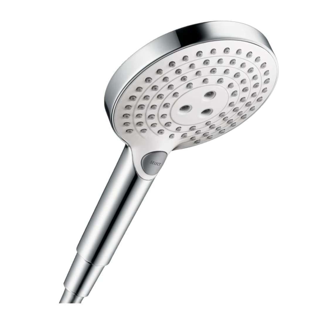 Raindance Select S 125 hand shower, 3 spray modes, white/chrome