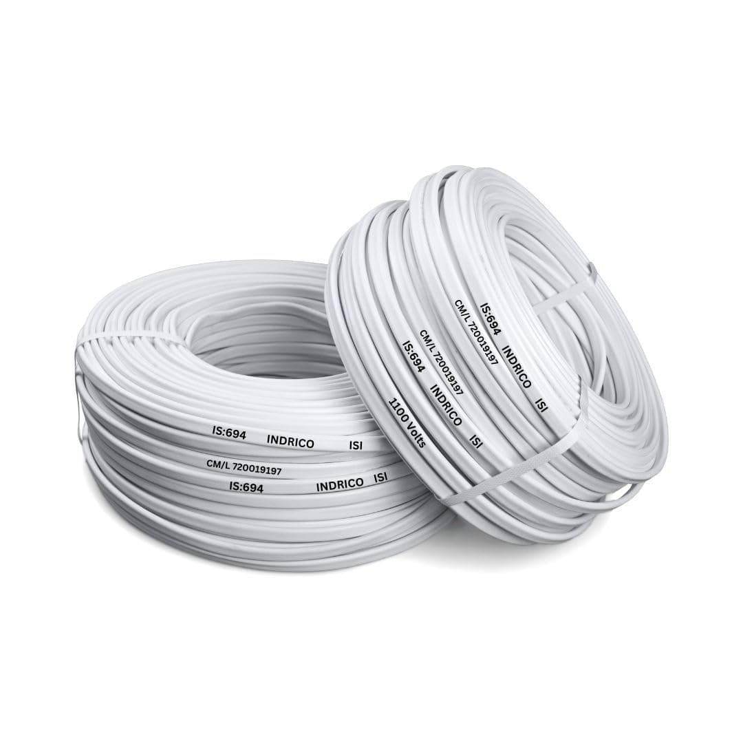 INDRICO Twin Flat 2 core Copper Wires and Cables 0.5 mm for Domestic and Industrial Electric Connections up to 500 watts (Color May Vary) Multi color. (15 YARD)