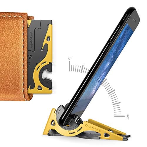 Pocket Tripod Pro by Geometrical - Universal Kit Plus - EDC Universal Card-Size Adjustable Carbon Fiber Phone Tripod for iPhone and Android with TPU Grip for Mobile Photography (Bee)