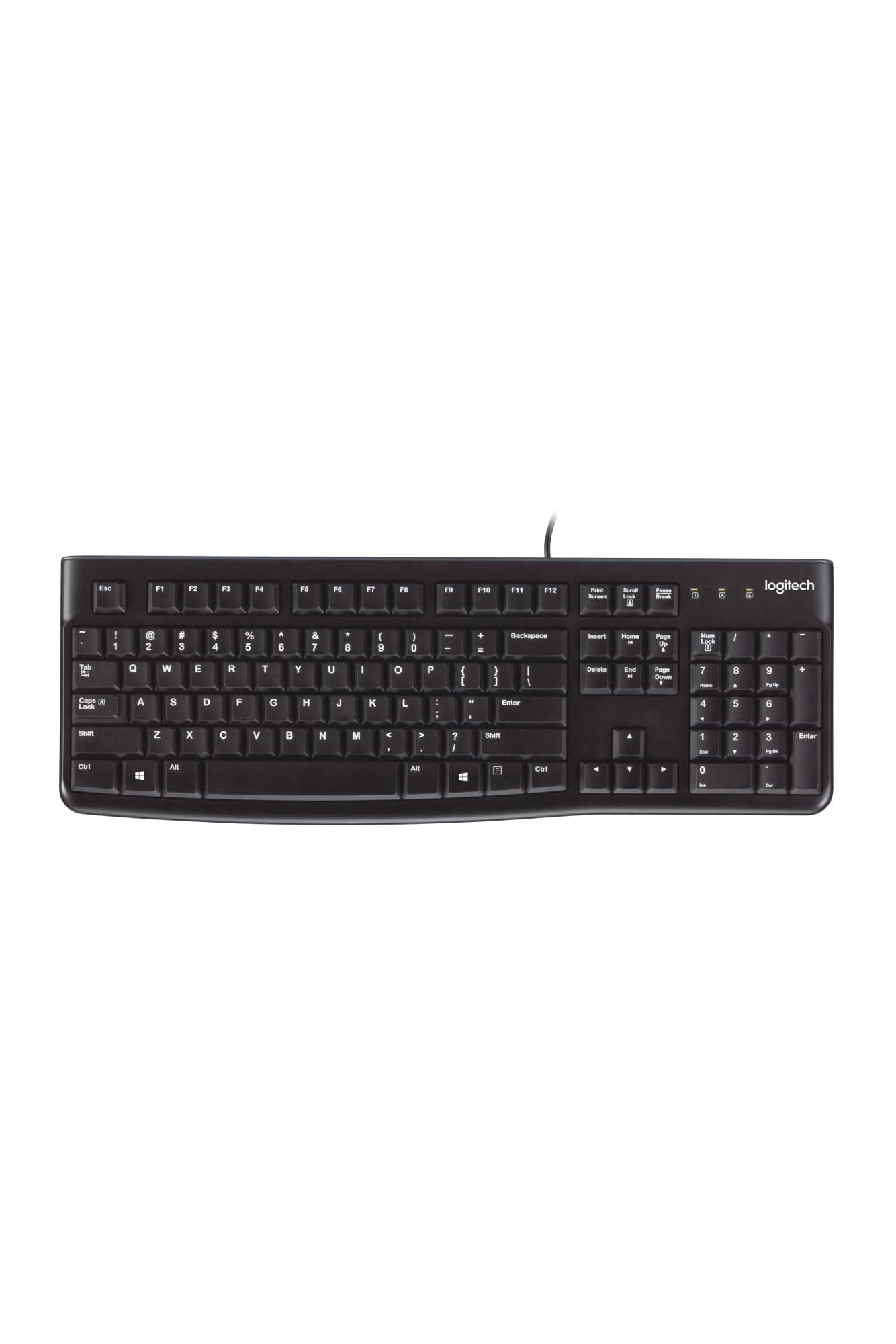 Logitech K120 Wired Keyboard for Windows, USB Plug-and-Play, Full-Size, Spill-Resistant, Curved Space Bar, Compatible with PC, Laptop