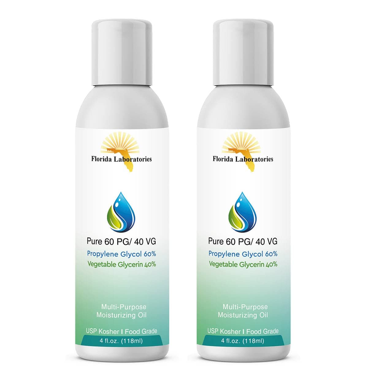 Inc. 2 -Bottles 4 Oz 60/40 Pg-Vg Propylene Glycol & Vegetable Glycerin Kosher 99. 9% Pure Food Grade