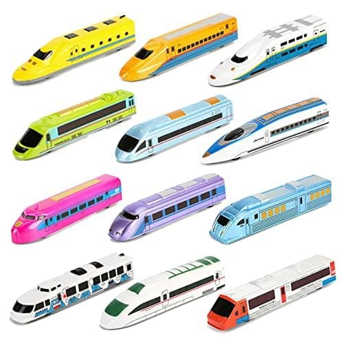 CORPER TOYS Crelloci 1 Bullet Train Pull Back High Speed City Train Modern Locomotives for Kids Toddle - Bundle of 12