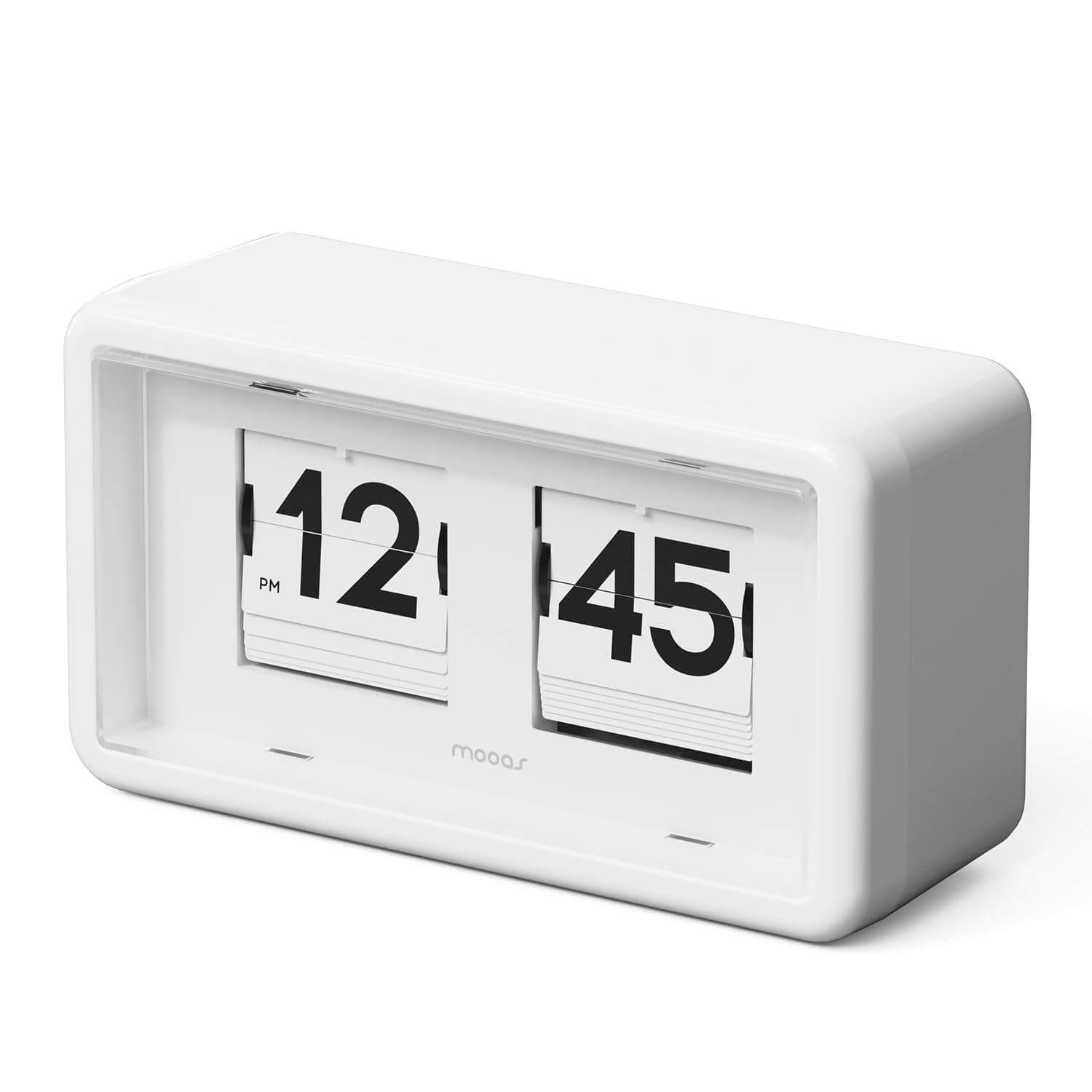 Newtro Flip Desk Clock, Retro Design Auto Flip Clock, Automatic Turning Vintage Flip, Battery Powered, AM/PM, Home Décor Ideal for Home Office School Hotel Café (White)
