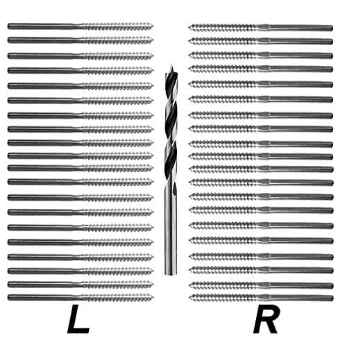 Goodeck Lag Screws Left & Right for 1/8" Cable Railing, T316 Stainless Steel Stair Deck Railing Wood Post Balusters (40 packs)