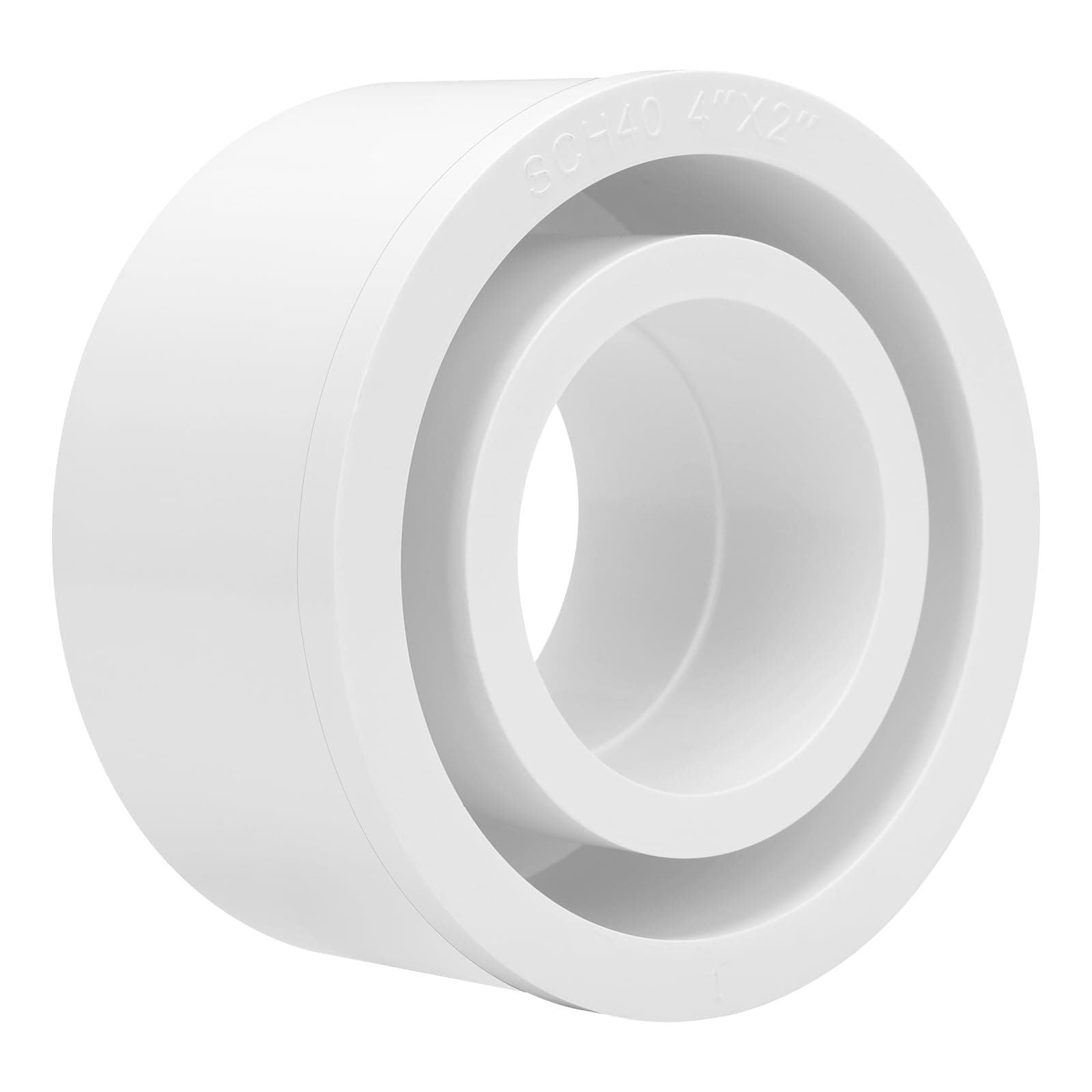 4"x 2" PVC DWV Reducing Bush Adapter Pipe Fitting SCH40 PVC Reducer Bushing (Socket x Socket) PVC Pipe Reducing Bushing Fitting for Home Sewer Plumbing