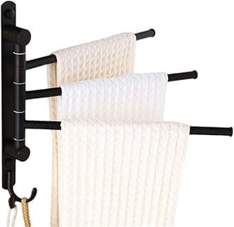 ELLO&ALLO (3-Arm, Oil Rubbed Bronze) - ELLO & ALLO Oil Rubbed Bronze Swing Out Towel Racks for Bathroom Holder Wall Mounted Towel Bars with Hooks 3-Arm