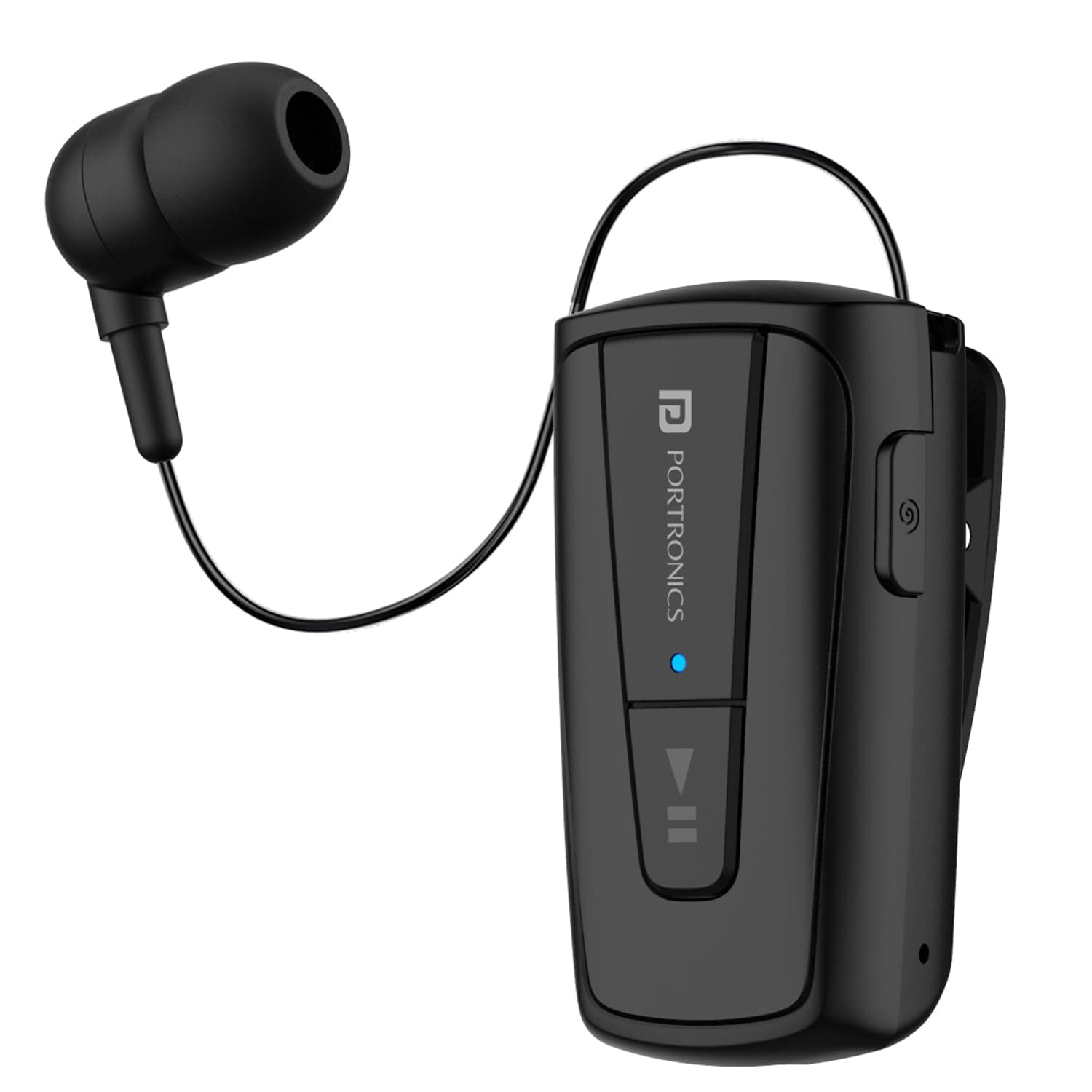 - Portronics Harmonics Klip 4 Retractable Bluetooth Music & Calling Earphone with Long Playtime, Vibration Prompt (Black)