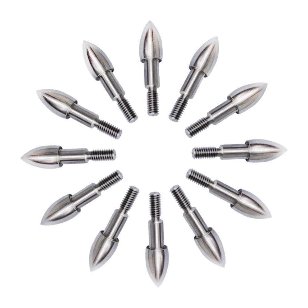 BOWCORE Premium Stainless Steel Archery Target Field Points: Screw in Bullet or Combo Field Point for Multiple Arrow Sizes - 1 Dozen