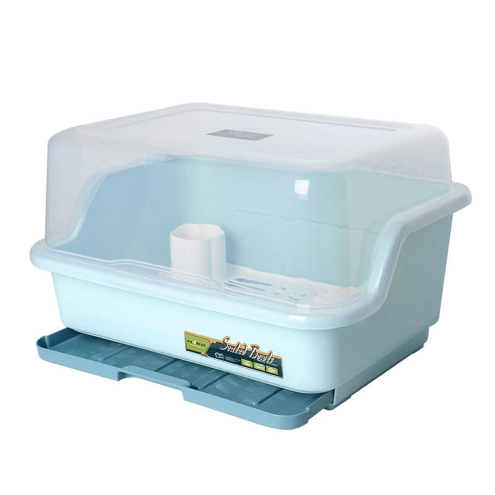 NBCDY Kitchen Drain Rackï¼ŒMedium Size Dish Drying Rack and Drain Board with Lid Cover, Multifunction Tableware Fruit Organizer, for Kitchen, Iiving Room, Dining Room, etc