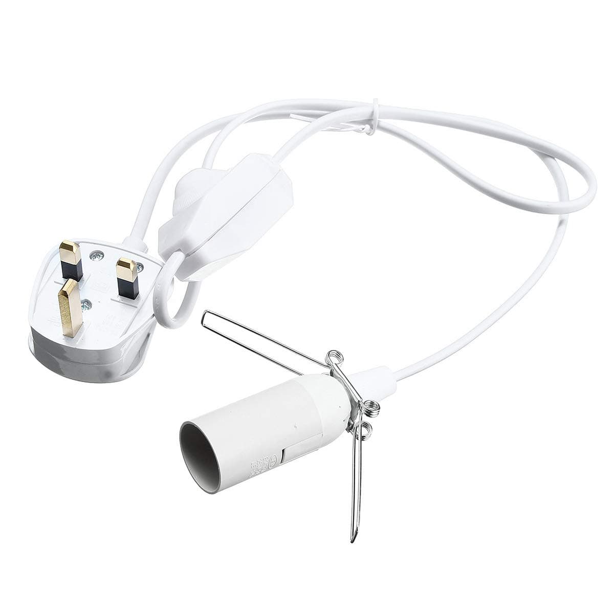 TWDRTDD Himalayan Salt Lamp Cord with Dimmer Switch,E14 SES Black UK Plug Light Bulb Holder with Spring Clips for Salt Desk Table Lamps (White)