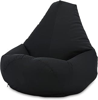 Adult Highback Beanbag Chair - Large Water-Resistant for Indoor and Outdoor Use - Lounge or Gaming Chair - Manufactured in UK (Black)