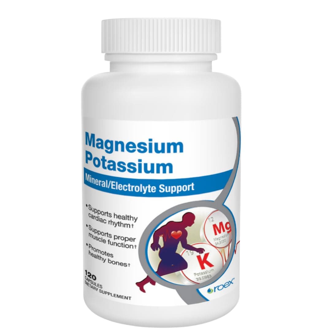 Roex Magnesium Potassium Dietary Supplements, 120 Count