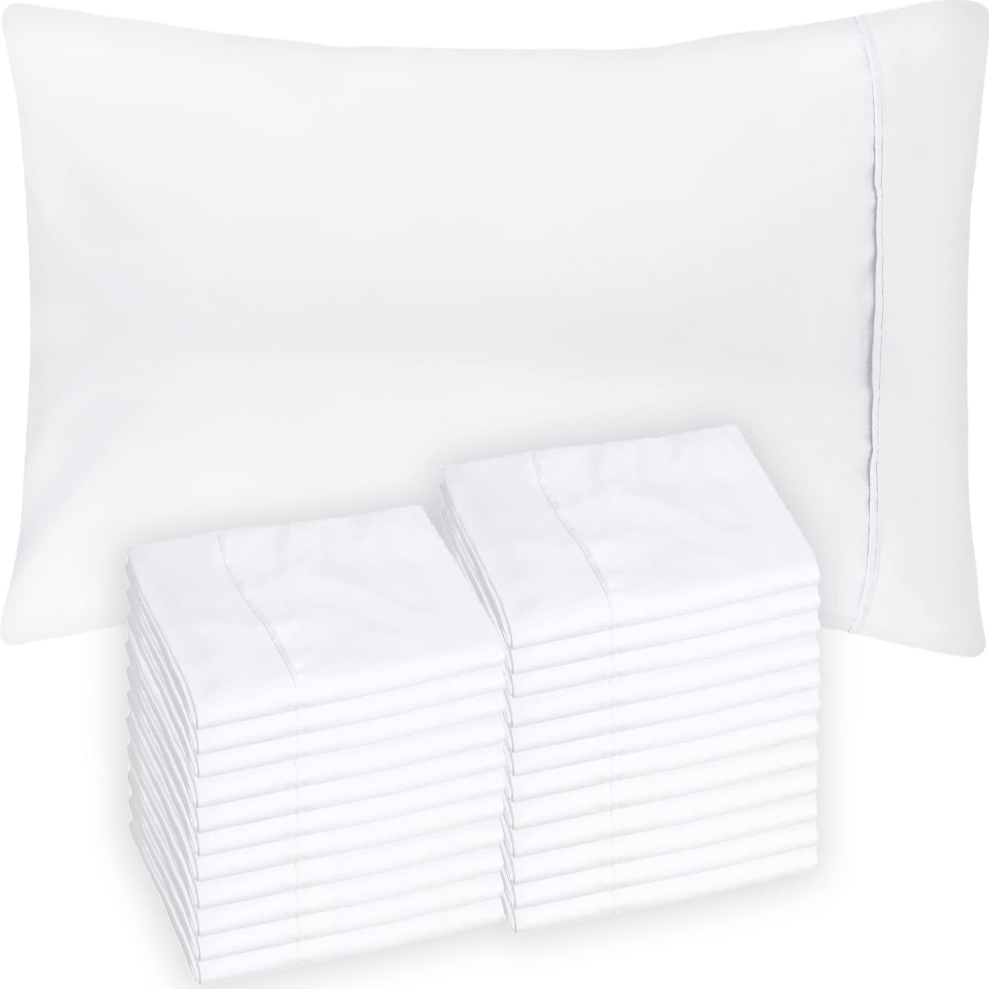 Pillow Cases Standard Size - Bulk 24 Pack White Pillow Cases Queen Size with Envelope Closure - Soft Microfiber Material for Comfortable Sleep, Sublimation and Air BnB Essentials