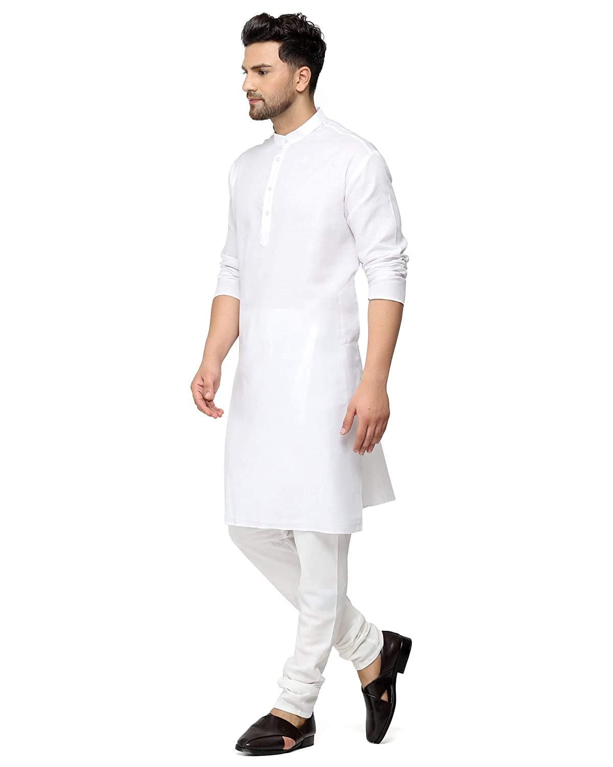 Multi Colored Cotton Plain Men's Ethnic Kurta Only