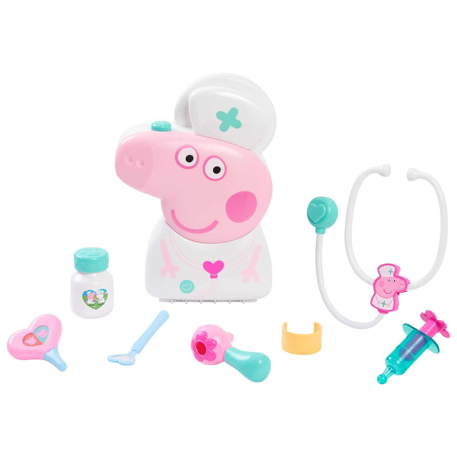 Just Play Peppa Pig Checkup Case Set with Carry Handle, 8-Piece Doctor Kit for Kids with Stethoscope, Kids Toys for Ages 3 Up