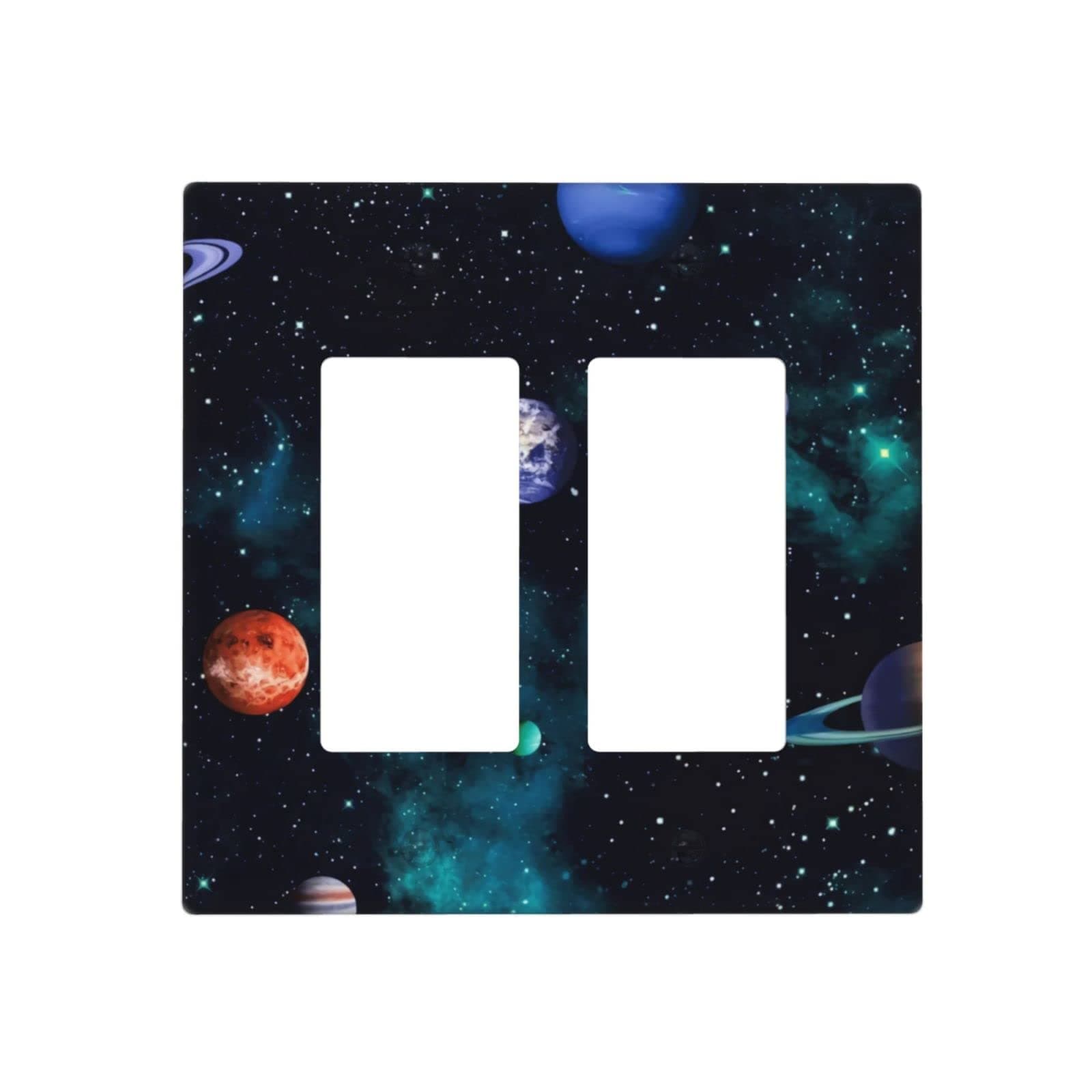Galaxy Space Double Rocker Light Switch Plate Cover Decorative 2 Gang for Teens Girls Kids Room Kitchen Playrooms Bedrooms Bathrooms Standard Size