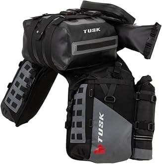 TUSK Highland X2 Rackless Luggage System w/Small Dry Duffel/Large Bottle Holders Standard Heat Shield Black/Grey for Honda CRF300L 2021-2024