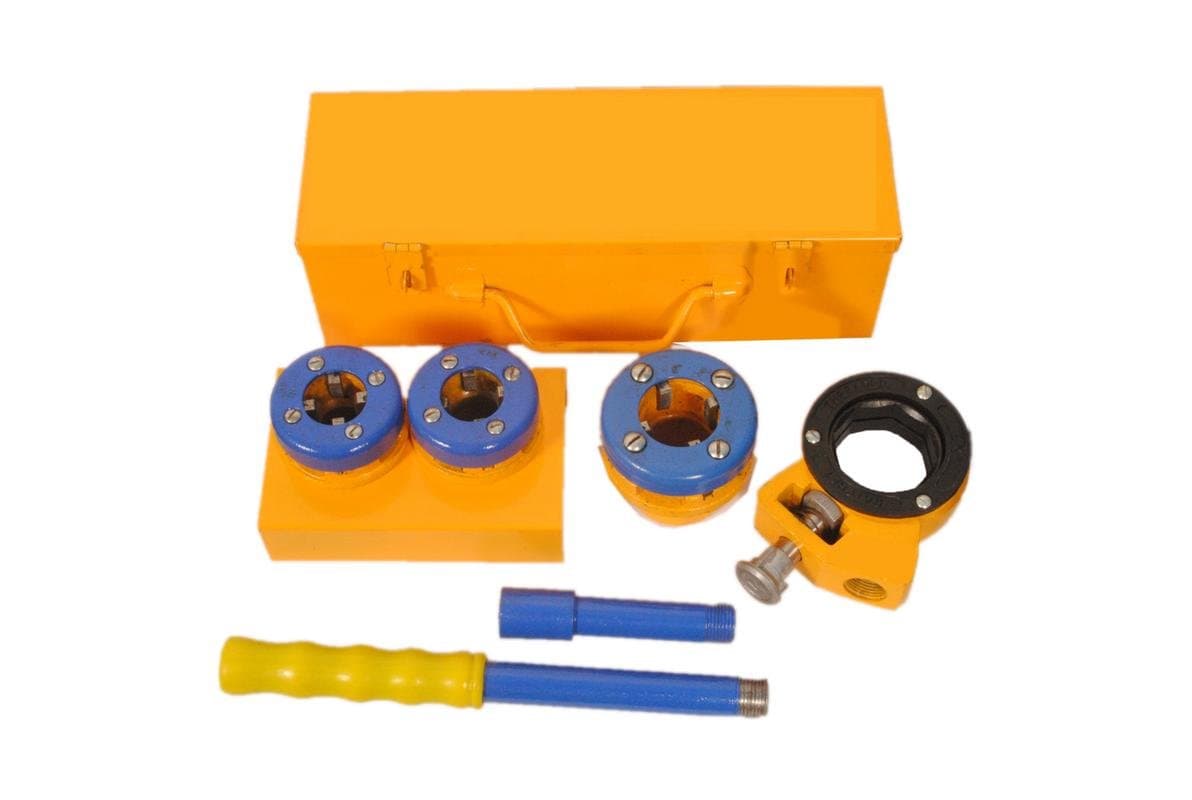 Pahal Iron and Cast Iron Ratchet Pipe Threading Die Set (1/2 x 3/4 x 1 Inches, Yellow)