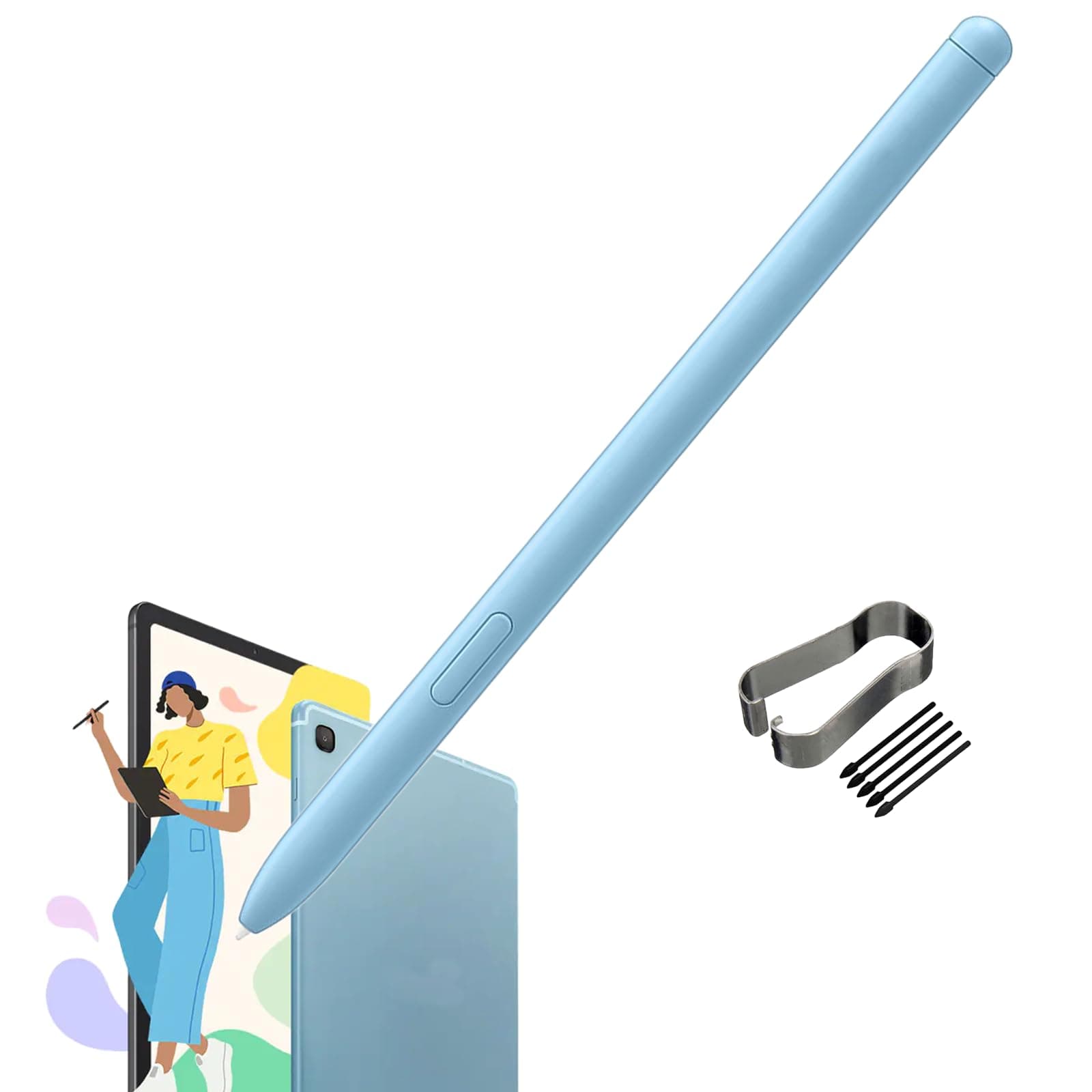 Galaxy Tab S6 Lite S Pen Replacement for Samsung Galaxy Tab S6 Lite (EJ-PP610) Stylus Compatible with Samsung Galaxy Tab S6 Lite + Free Replacement Tips/Nibs (Angora Blue)