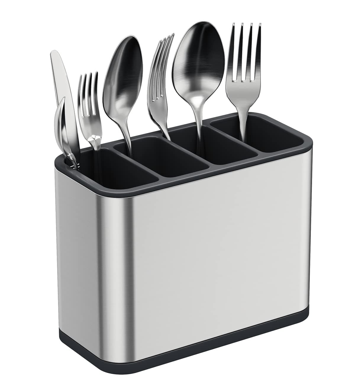 TESOT Silverware Caddy Utensil Caddy Spoon Holder with 4 Divided Compartments, Sturdy Stainless Steel, Rust Proof