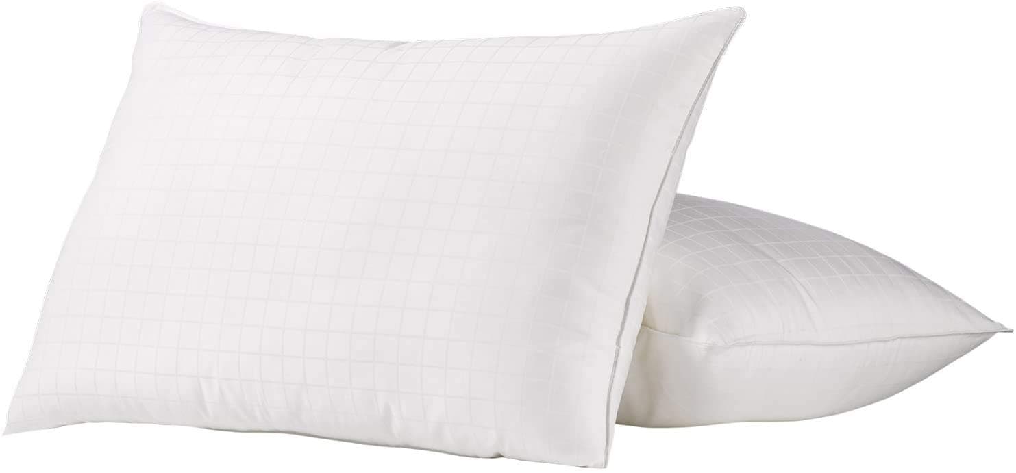 Ella Jayne HomeKing Size Bed Pillows- 2 Pack White Hotel Pillows- Gel Fiber Filled FIRM Gel Pillows with Hypoallergenic 100% Cotton Dobby Box Cover- Best Pillow For Side Sleepers & Back Sleepers