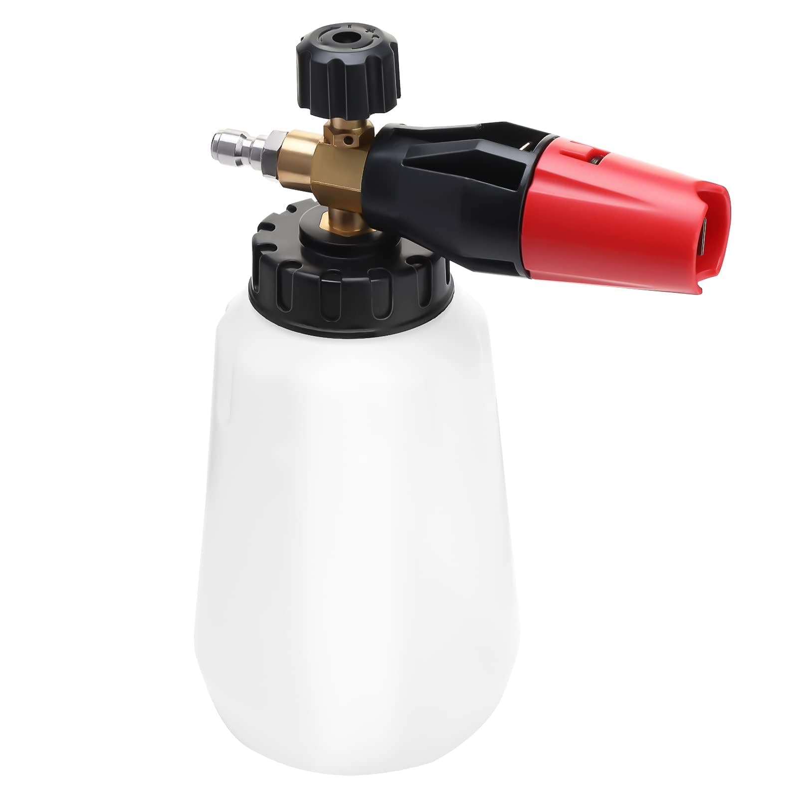 Adjustable Snow Foam Lance, with 1/4 Quick Connector for Pressure Washer Gun, Foam Cannon 1 L Bottle Snow Foam Lance Soap Dispenser, Jet Soap Dispenser Foam, for Pressure Washer Jet Car Wash Gun
