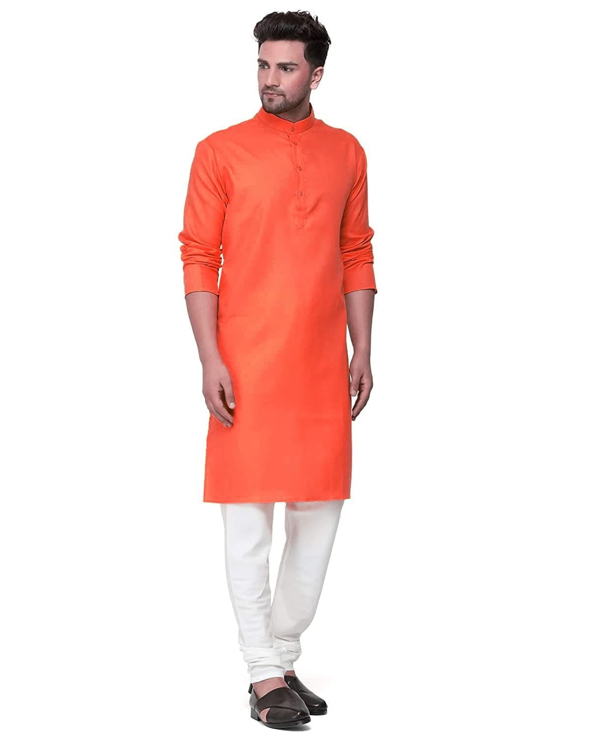Enmozz® Multi Colored Cotton Plain Men's Ethnic Kurta Only